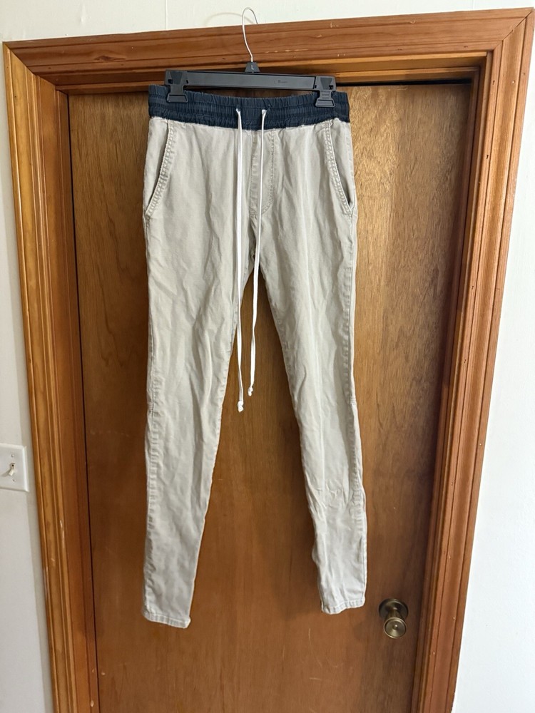 Fear of God F.O.G. Zipper Pants Khaki Small VGUC Slim Leg  Drawstring