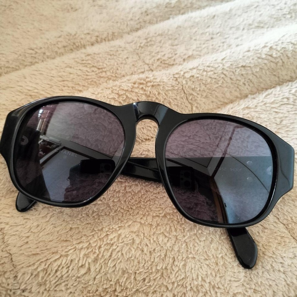 CHANEL 01452 94305 Black Sunglasses Coco Mark Logo Plastic Frame #11