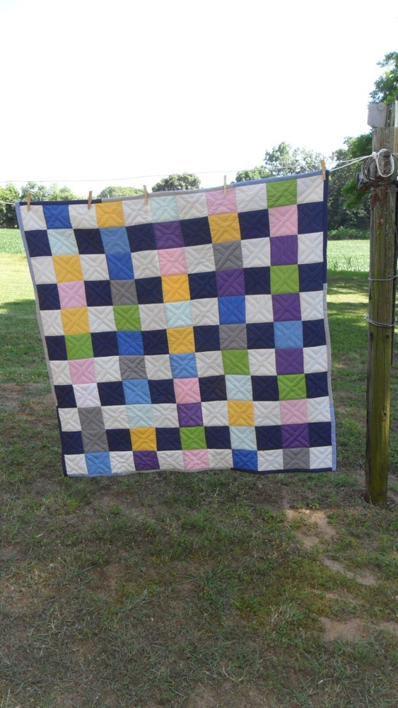 CHRISTMAS SALE!!!  Hand Quilted Multicolored Patchwork Lap Quilt 49.5