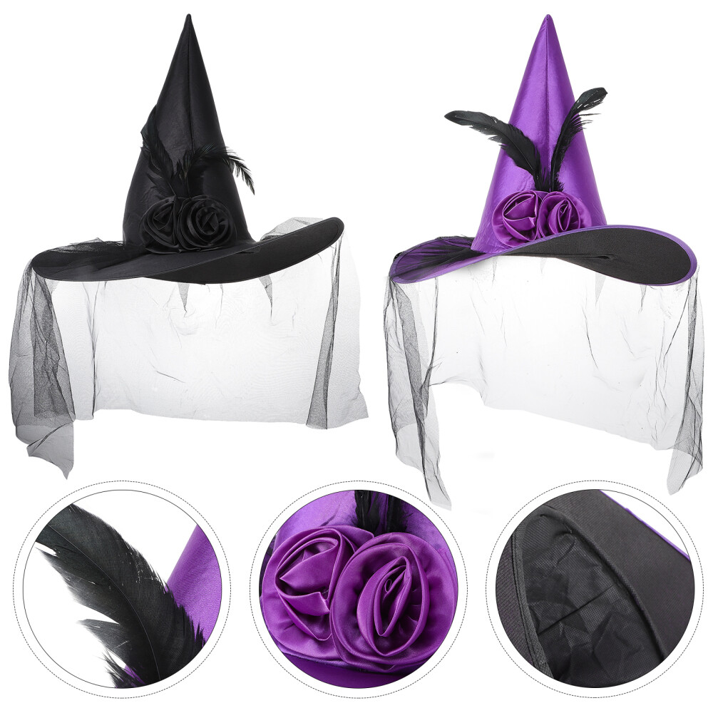 2 Witch Hat Headbands for Halloween - Baby & Adult Costume Photo Props