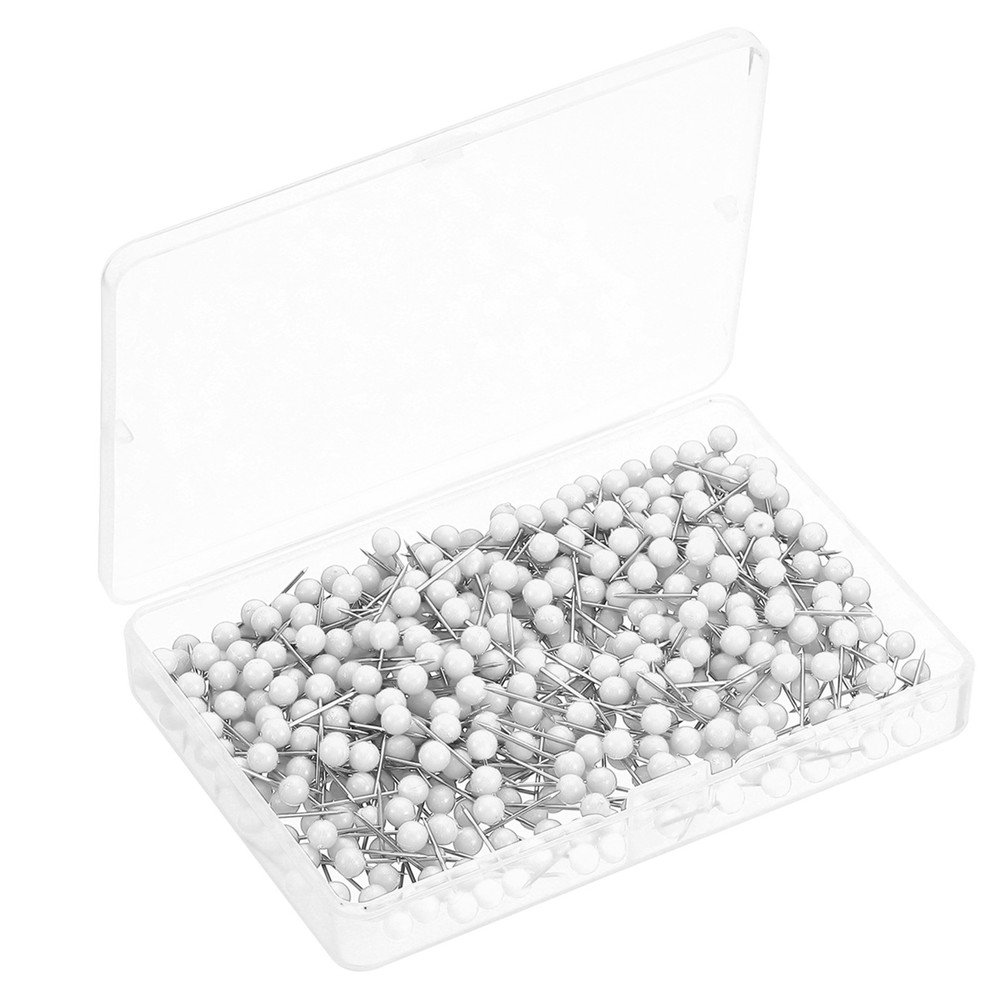 500 Pack White Round Head Push Pins for Marking and Decor