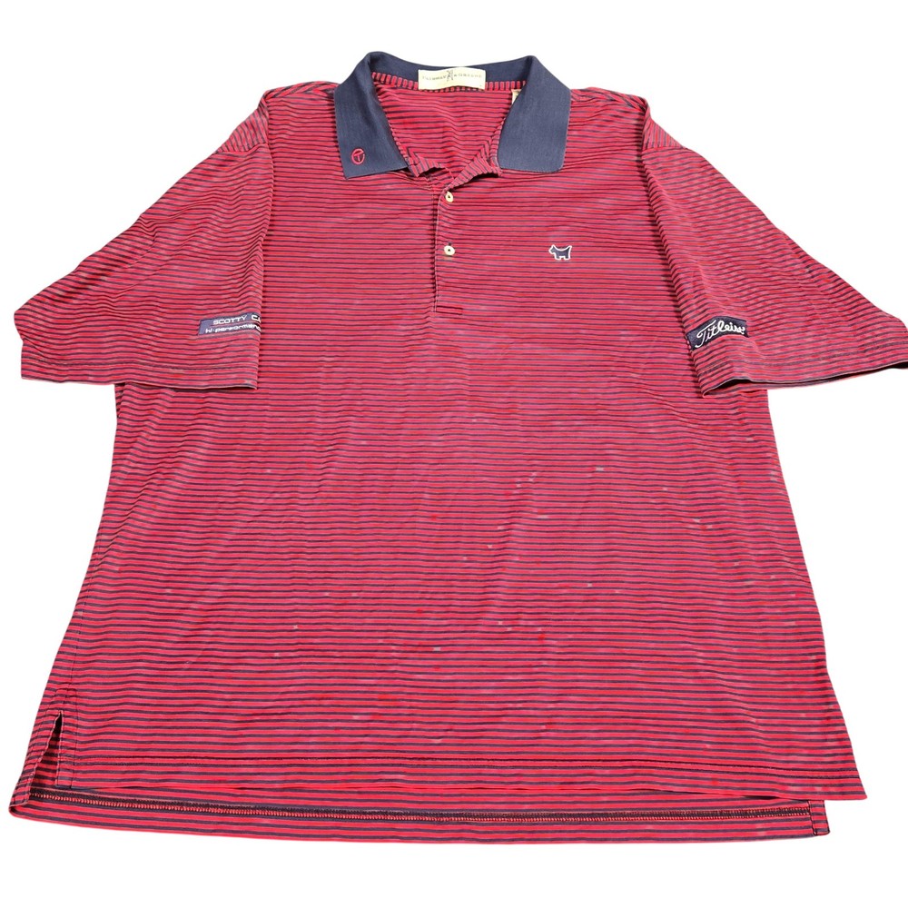 Scotty Cameron Titleist Polo Shirt Mens XL Red Navy Stripe Golf Fairway & Greene