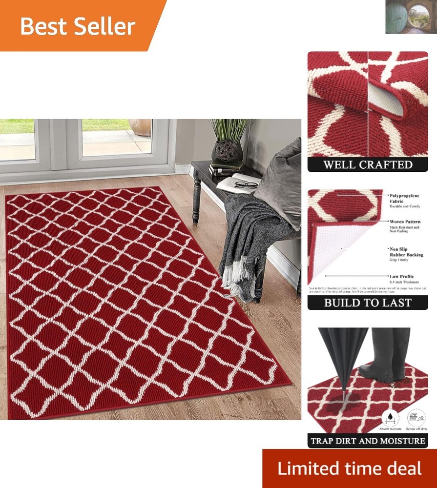 Elegant Moroccan Trellis 3x5 ft Door Mat - Machine Washable Non-Slip Design