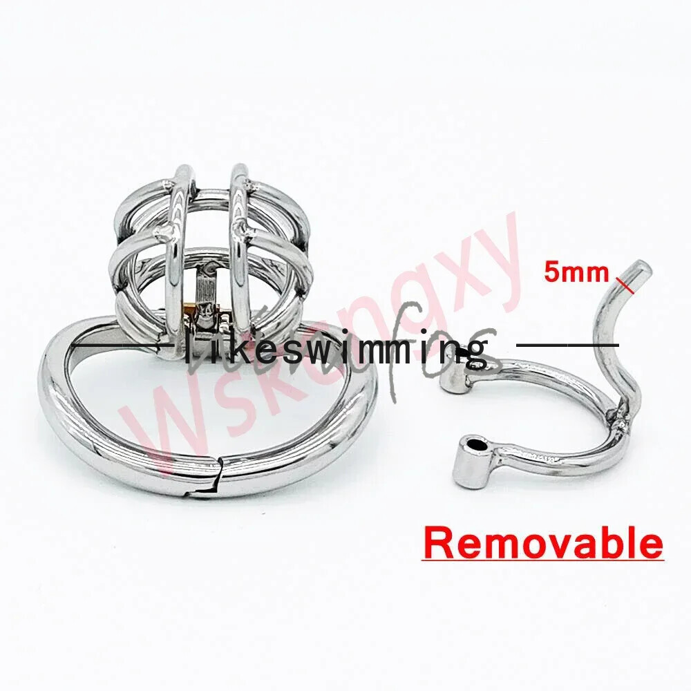 5MM PA Piercing Stainless Steel Chastity Cage Male Lock Device Breathable Ring