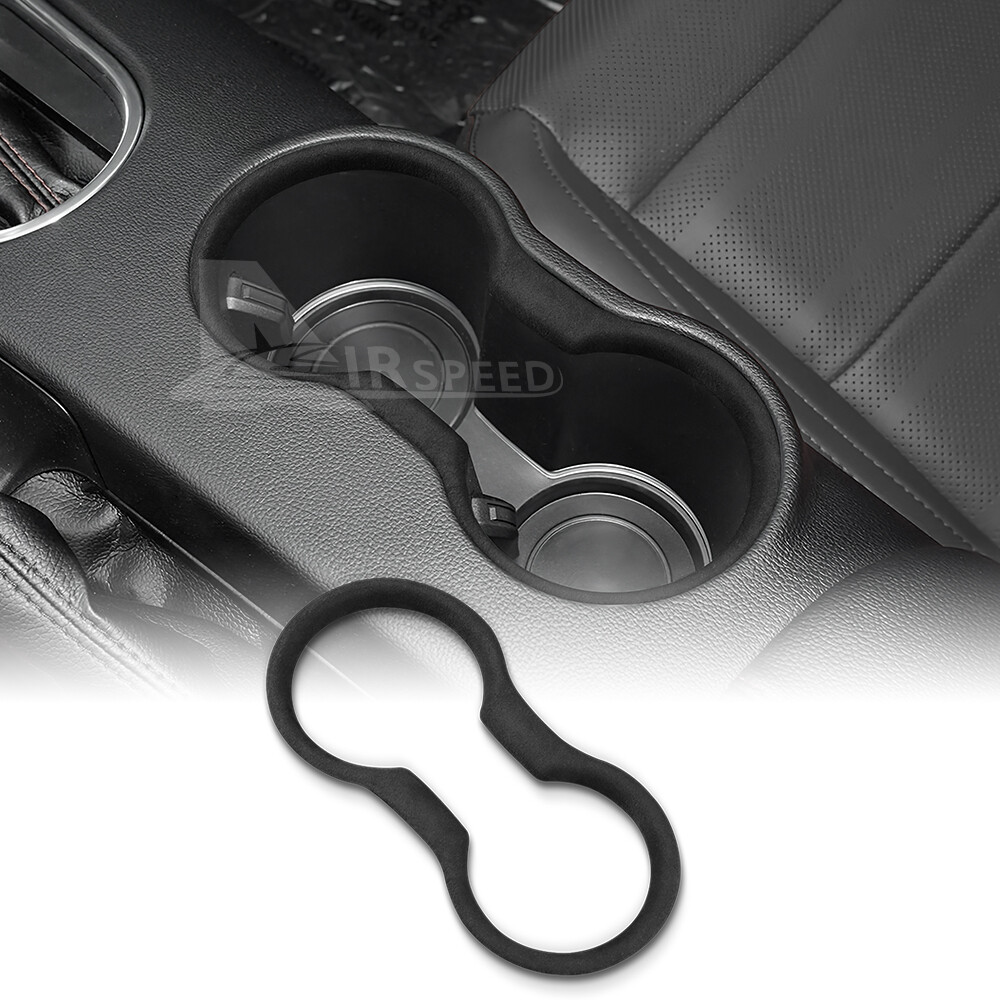 For Ford Mustang 2015-2022 Car Water Cup Holder Cover Trim Alcantara Suede Black