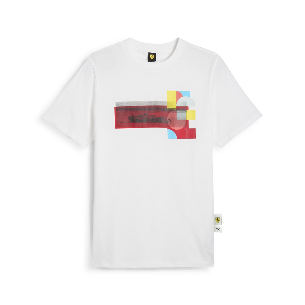PUMA Scuderia Ferrari Race Graphic Crew Neck Short Sleeve T-Shirt Mens White Cas