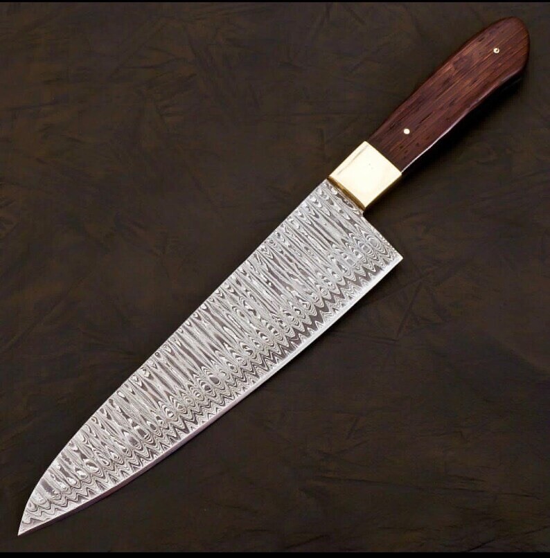 HANDMADE DAMASCUS STEEL FIXED BLADE KNIFE Chef Knife BOWIE Kitchen Full Tang