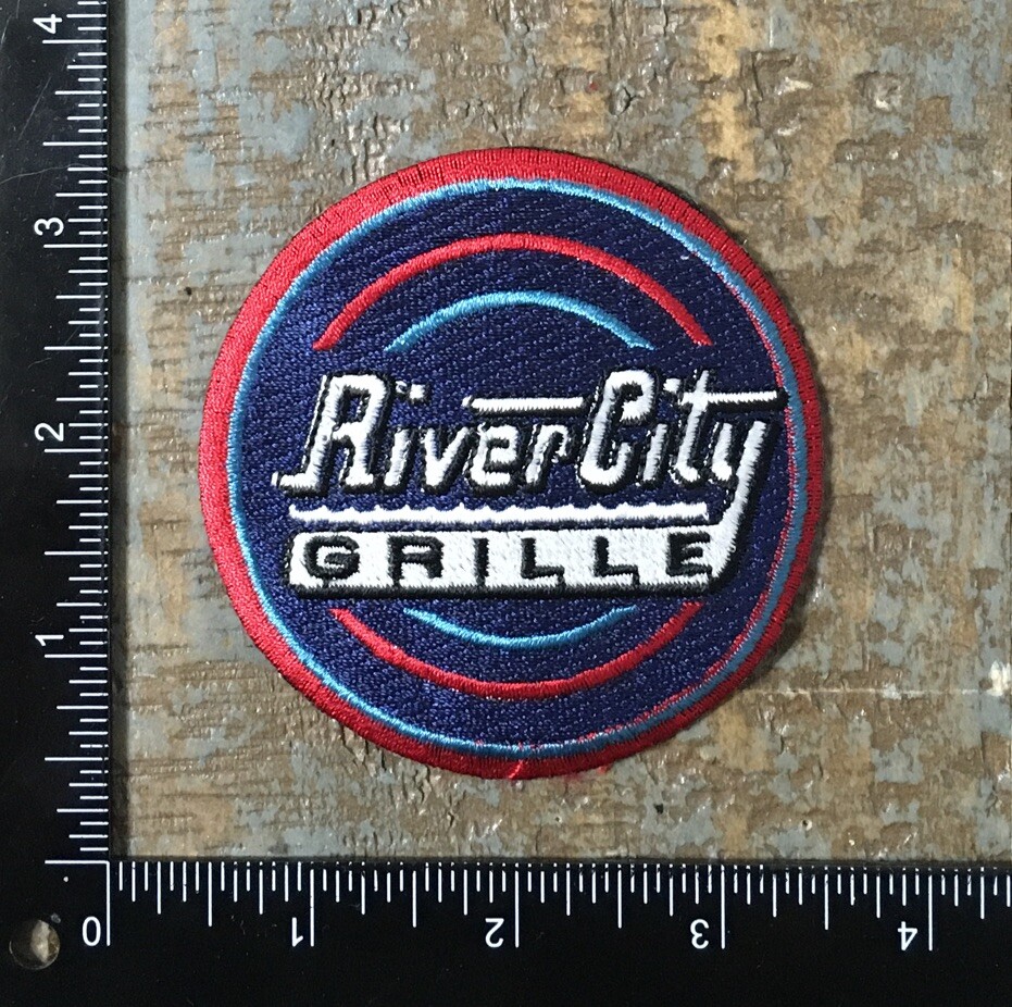 Vintage RIVER CITY GRILLE Restaurant Bar Logo Embroidered Iron-On Patch