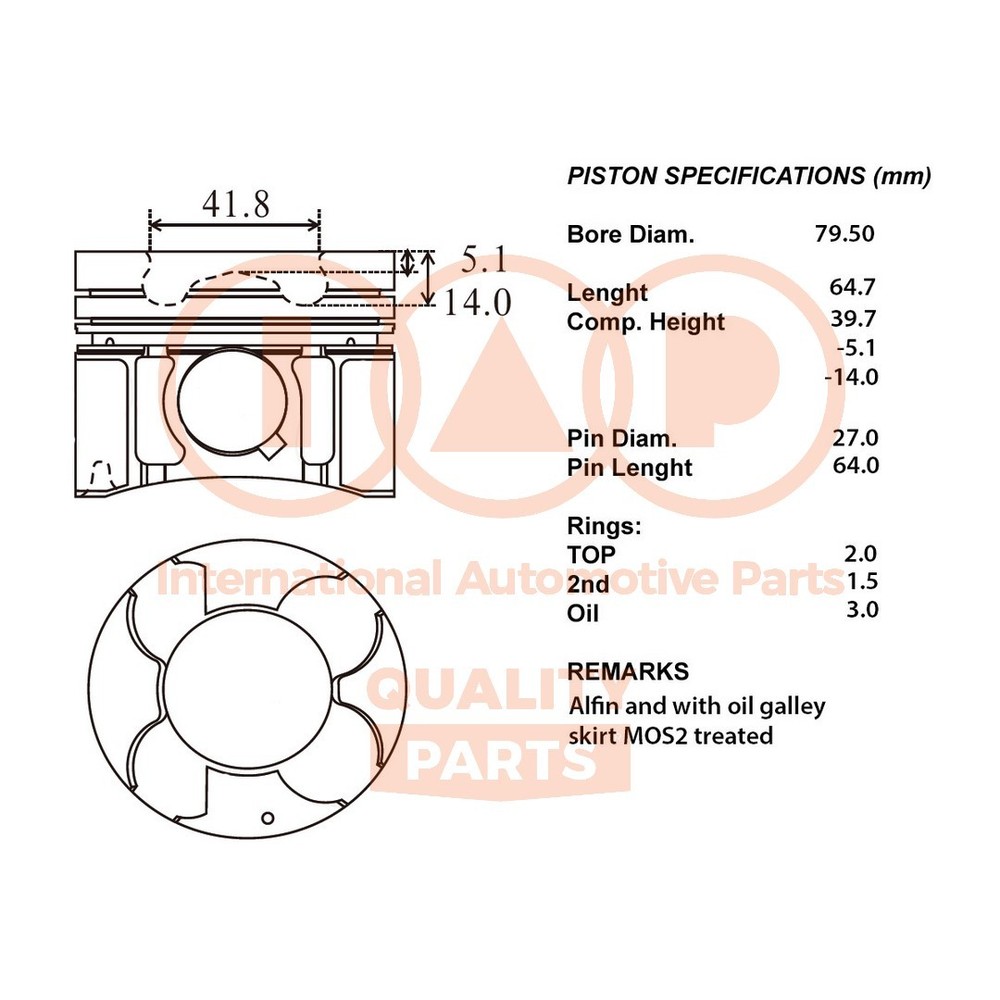 Complete Piston Series 100-09047 IAP QUALITY PARTS for Opel - Upgrade 050