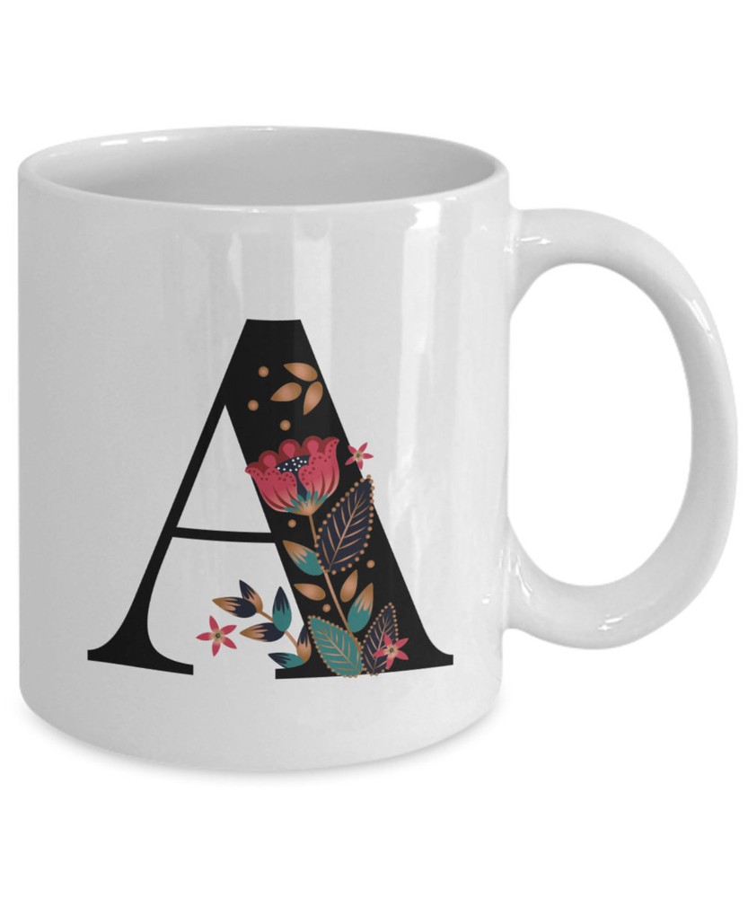 Personalized Monogram Coffee Mug Letter A - Custom Christmas Gift for Friends