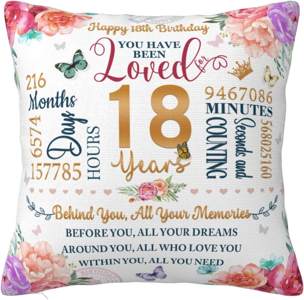 18Th Birthday Gifts for Girls, Gifts for 18 Year Old Girl Pillowcover 18