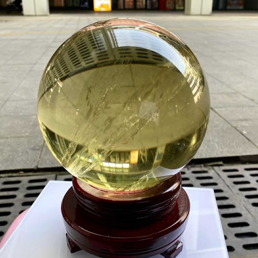 138mm Natural citrine sphere quartz crystal polished ball healing decor 8.13LB