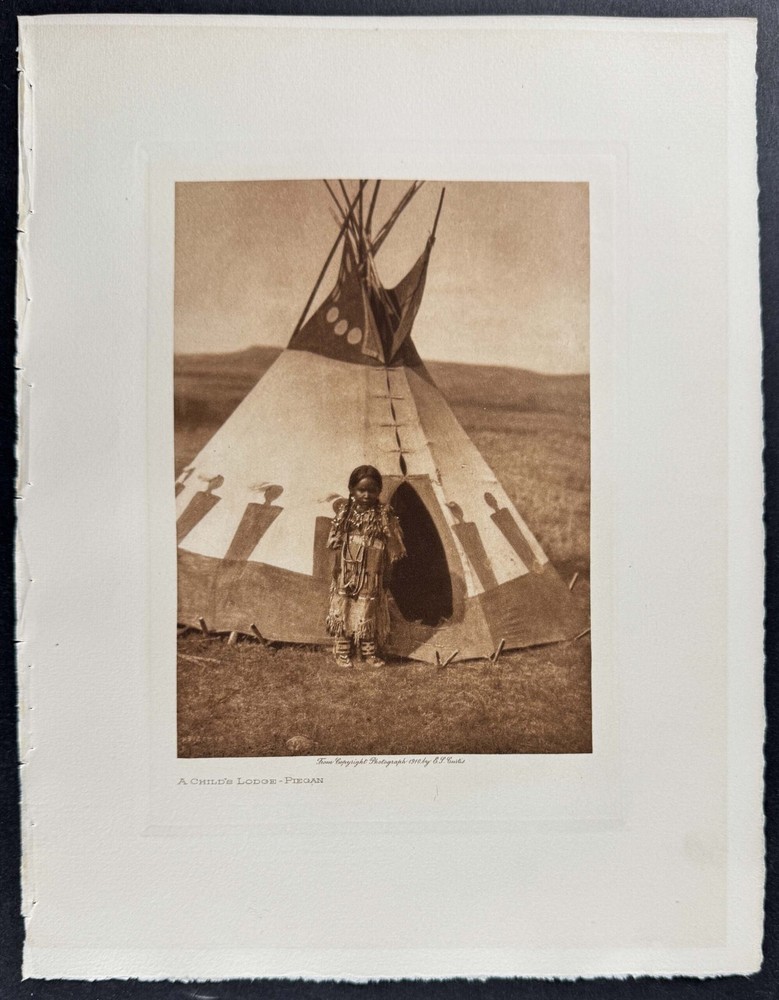 Curtis 1926 Piegan Child Lodge NA Indian Photogravure Portrait