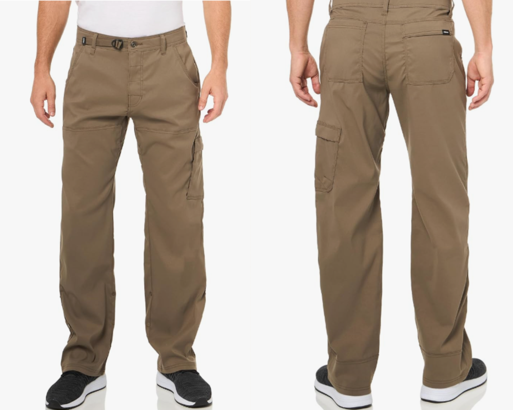 Prana Stretch Zion Mens 35x30 Cargo Hiking Pants Shadow Gray Belted