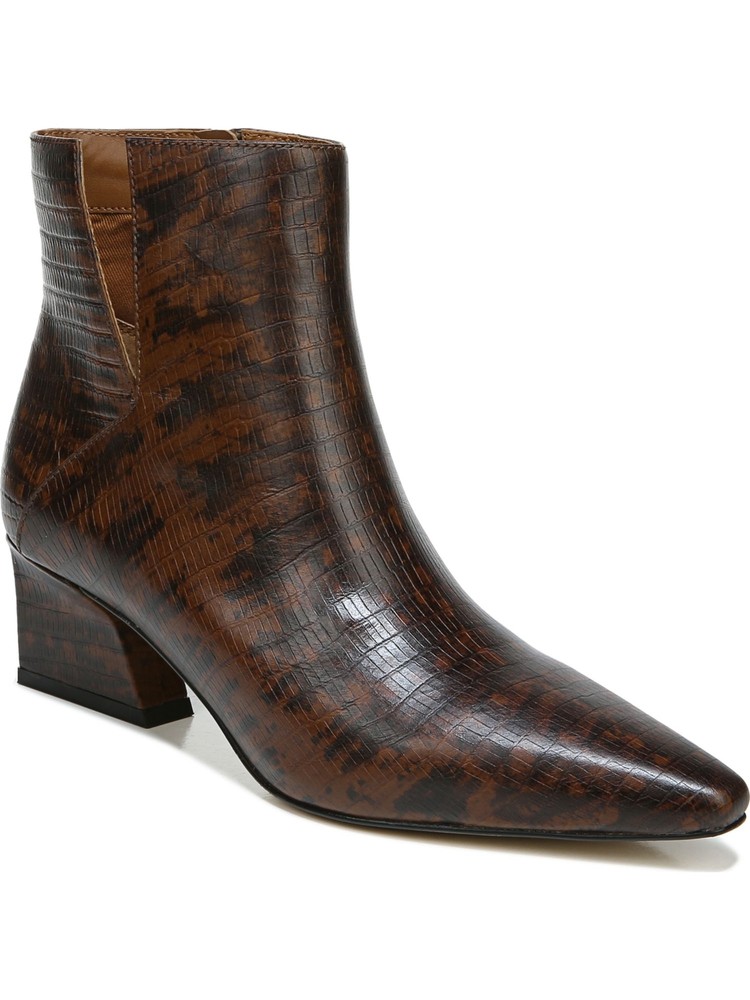 FRANCO SARTO Womens Brown Animal Print Architectual Leather Dress Booties 5 M