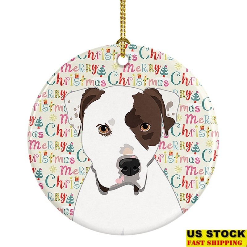 Pit Bull Terrier Ceramic Christmas Ornament Personalized Holiday Decoration Gift