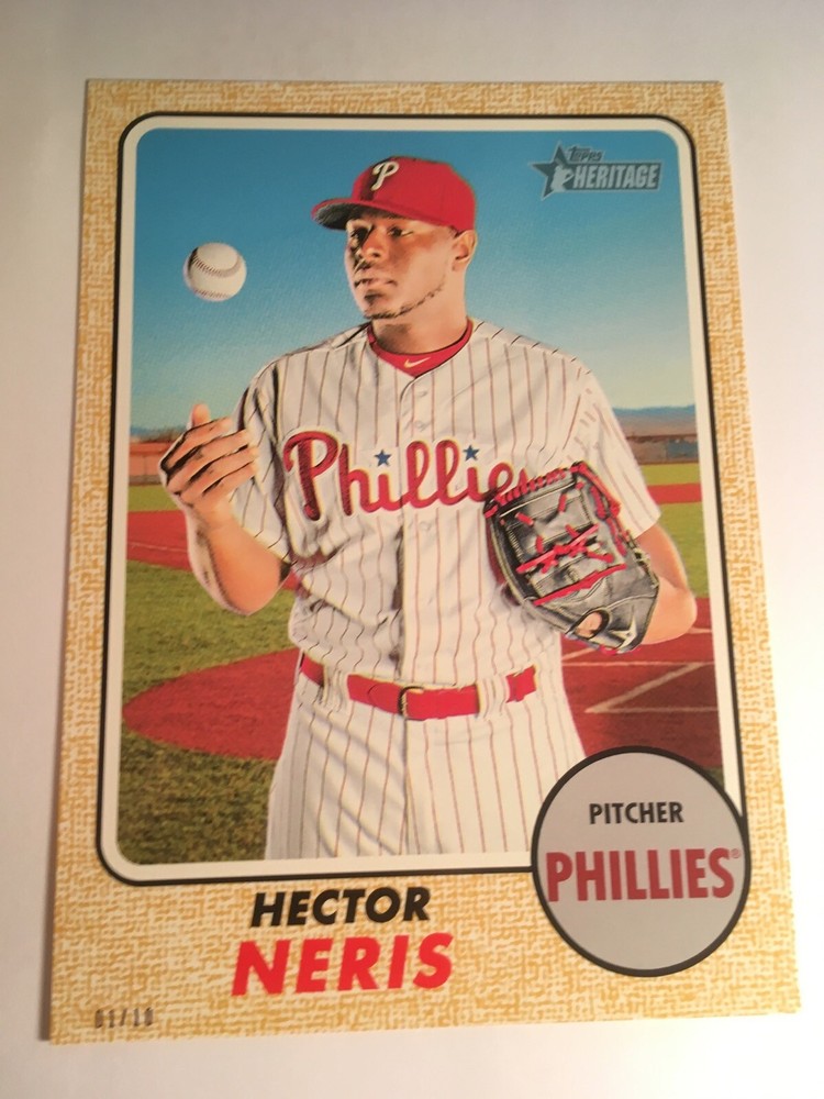 2017 Topps Heritage High Number Jumbo 5x7 Hector Neris Phillies 521 01/10 Gold