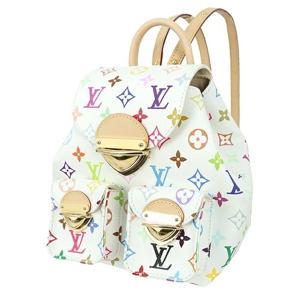 LOUIS VUITTON Monogram Multicolore Backpack Venice TM M13081 in White Canvas Authentic
