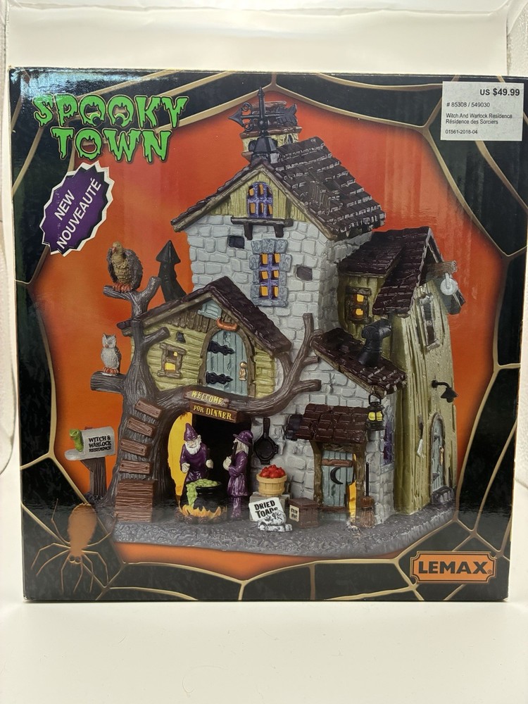 Lemax Spooky Town Witch & Warlock Residence 85308 Lighted Halloween Village