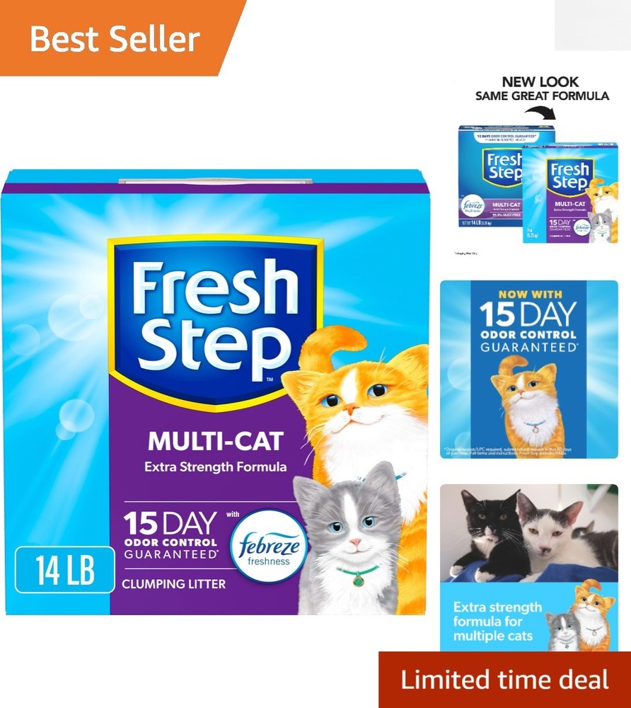 Activated Charcoal Clumping Cat Litter for Multi-Cat Homes, 14 lbs Freshness  