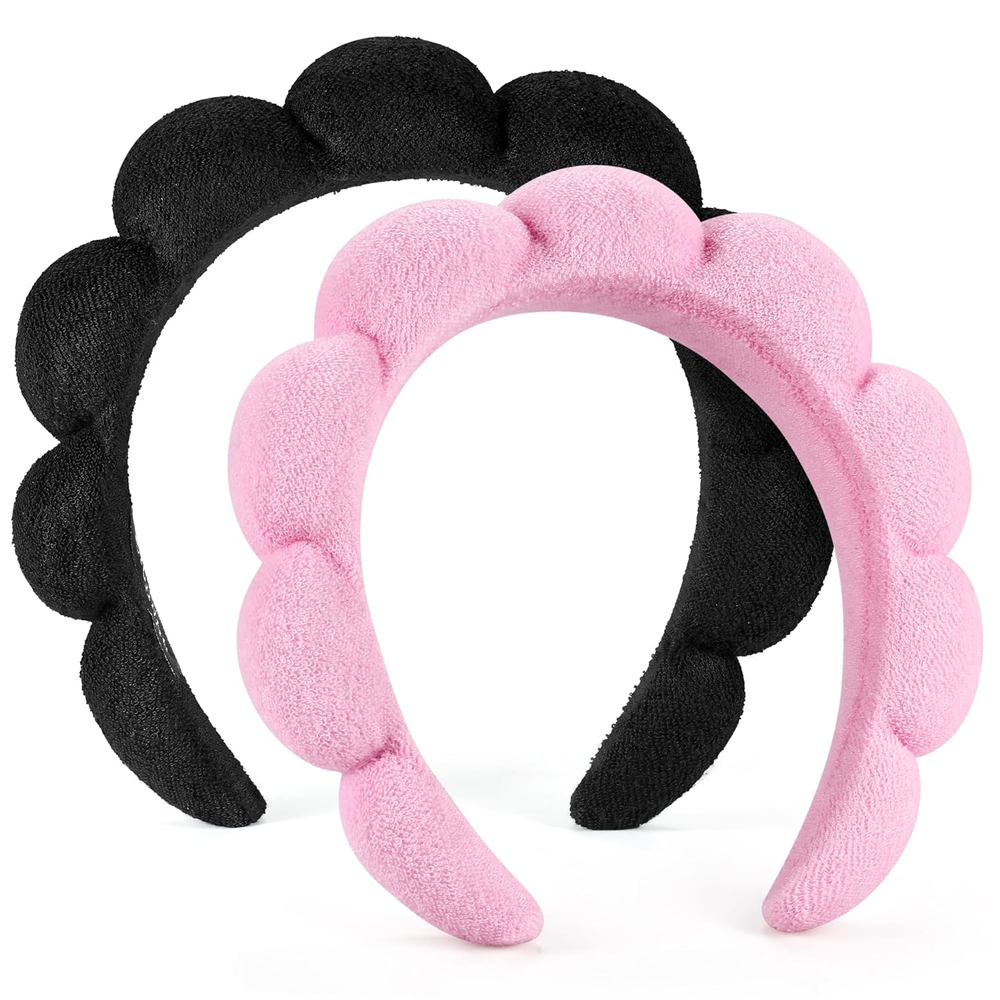 Spa Headbands for Washing Face or Facial, Set of 2 Skincare Headbands, Terry Clo