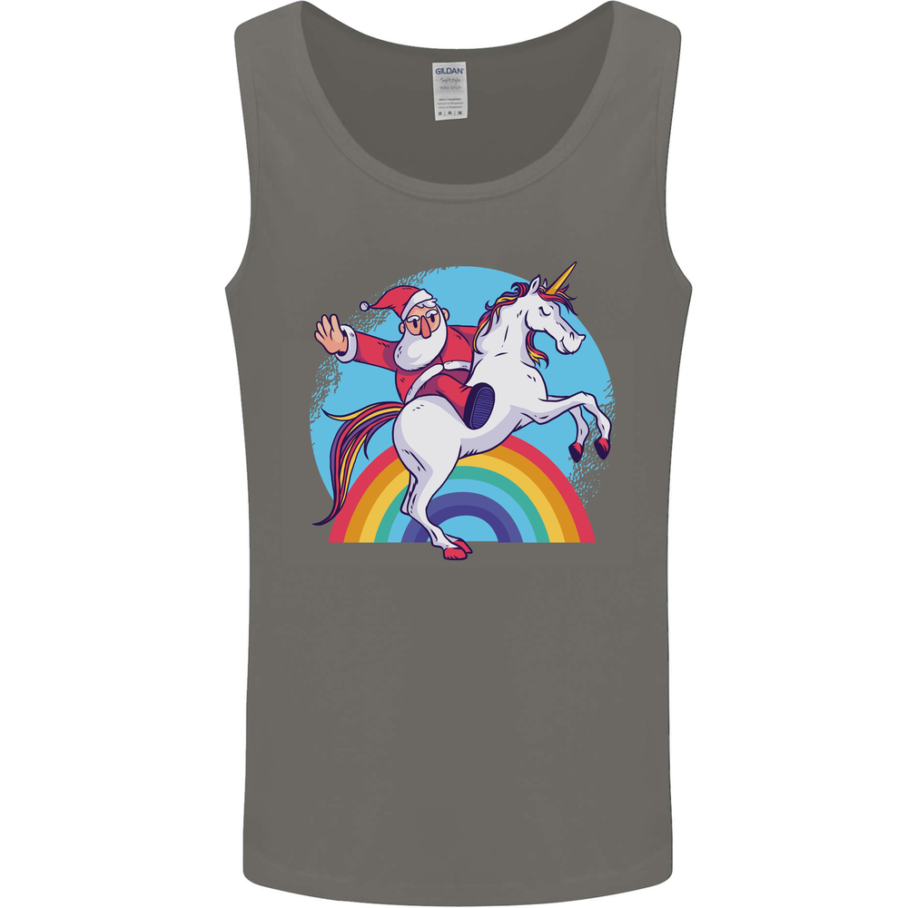 Santa Claus On a Unicorn Christmas Xmas Mens Vest Tank Top