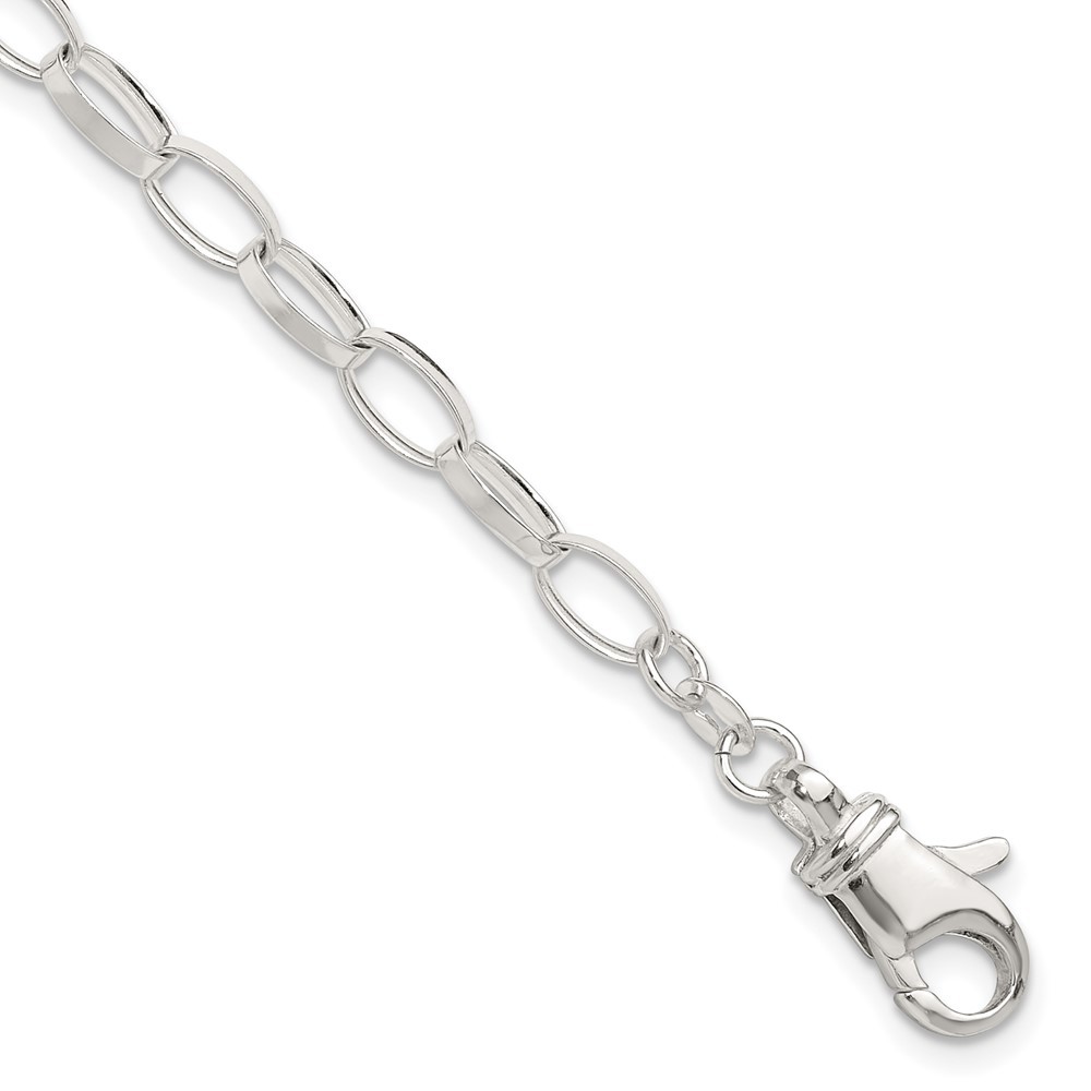 925 Sterling Silver Solid Polished Fancy Link Anklet 9