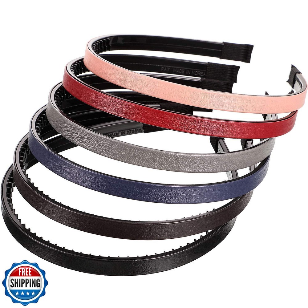 WILLBOND 6-Pack Thin Leather-W Lysaght Headb Hairbands for Women
