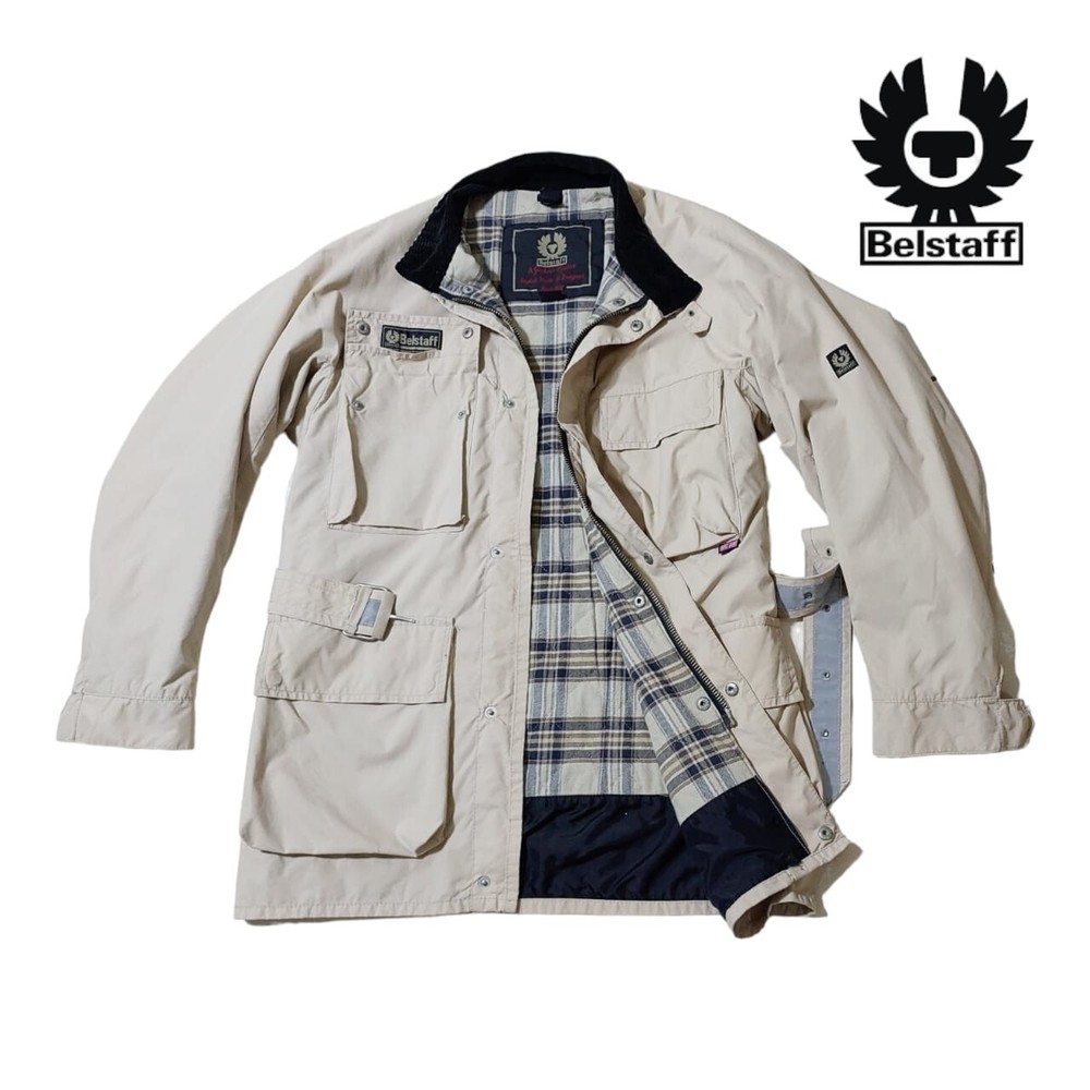 Vintage BELSTAFF Jacket Beige Motocycle  Men’s Windbreaker Warm OverSize M