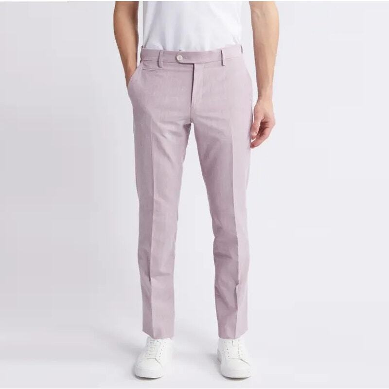 Hugo Boss Men's Pastel Lilac Cotton Casual Modern-Fit Suit Pants Size US 30R