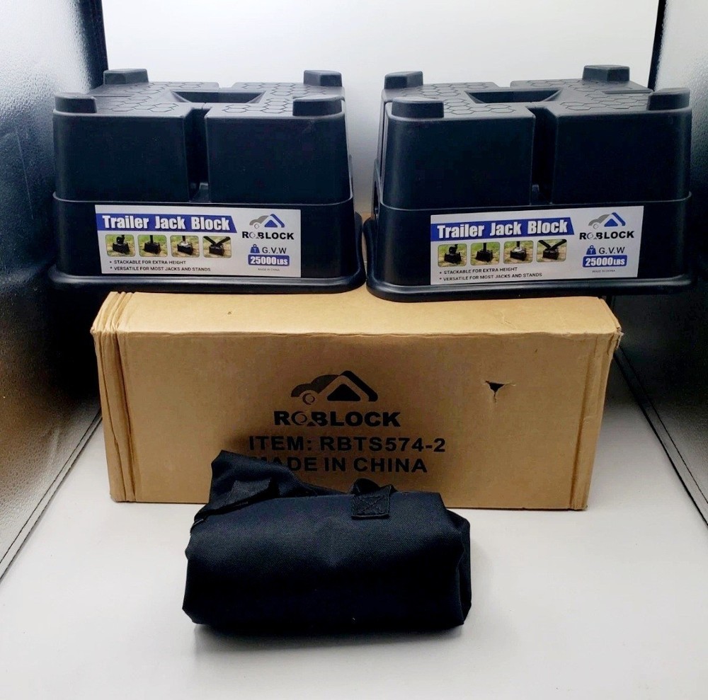 2PC ROBLOCK Trailer Jack Block, RV Camper Stabilizer Blocks W/1 Bag 25000LBS