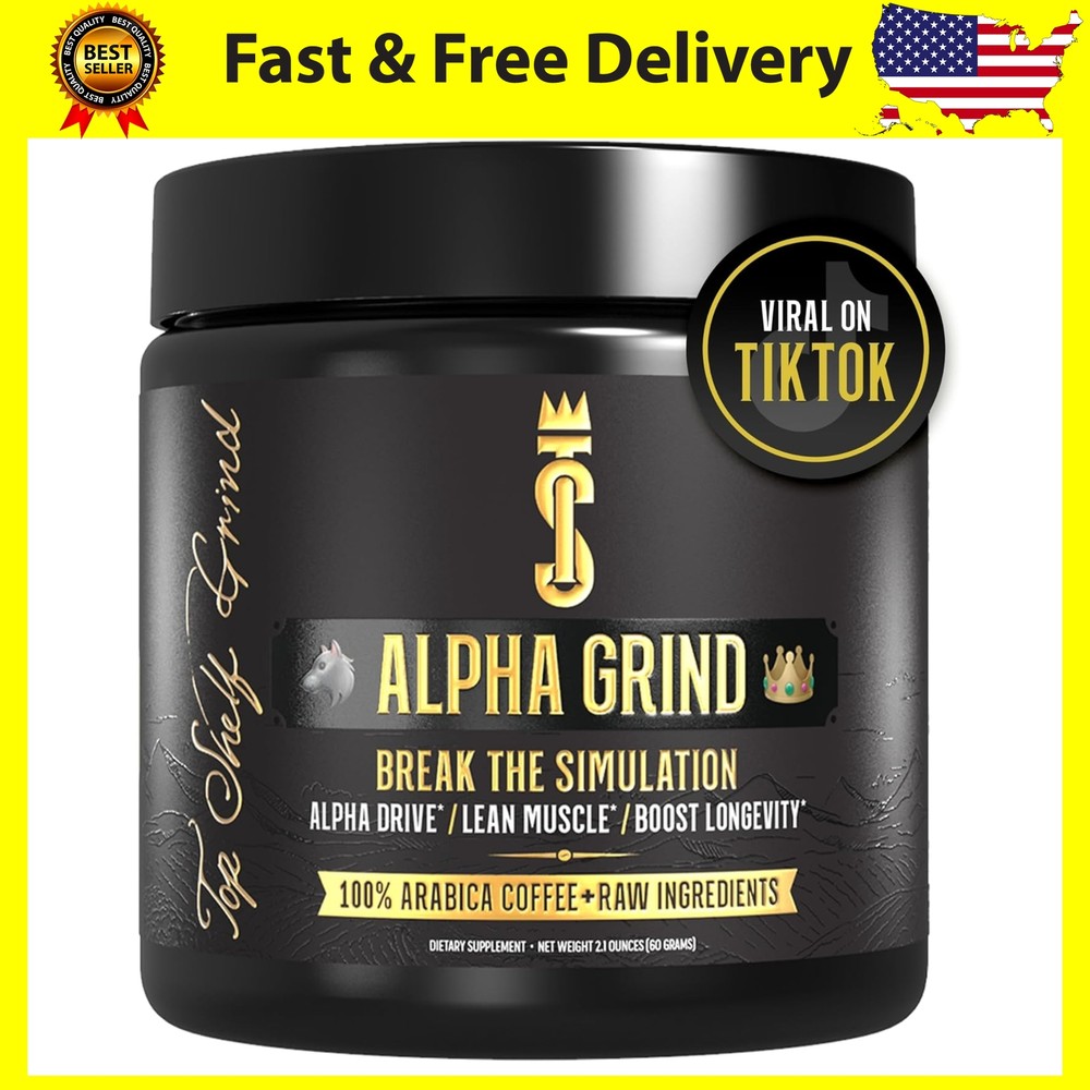Top Shelf Grind Alpha Grind – Instant Maca Coffee for Men + Natural Energy + ...