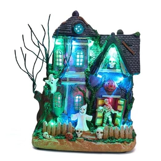 Lighted Musical Halloween Village Houses Medium Decorations