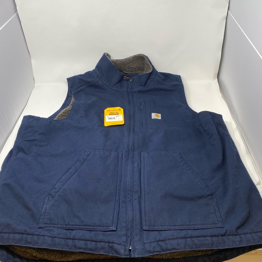 Carhartt Washed Duck Sherpa Vest Navy XL Tall