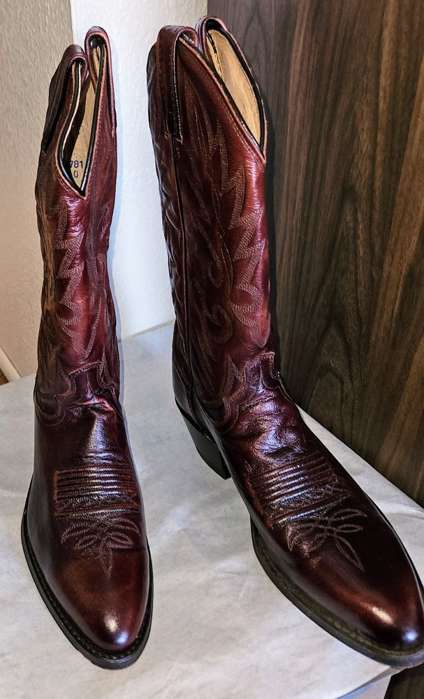 Dan Post Men's Two-Tone Brown Maroon Rodeo Boots Size 8D