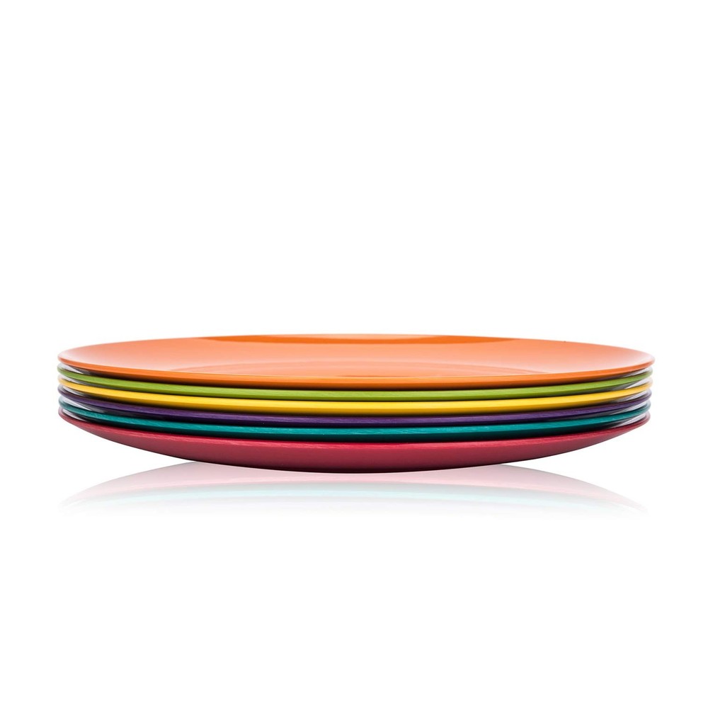 Melamine Plates, 10.5-inch Dinner Plates Dinnerware Dish, set of 6 in 6 Assor...