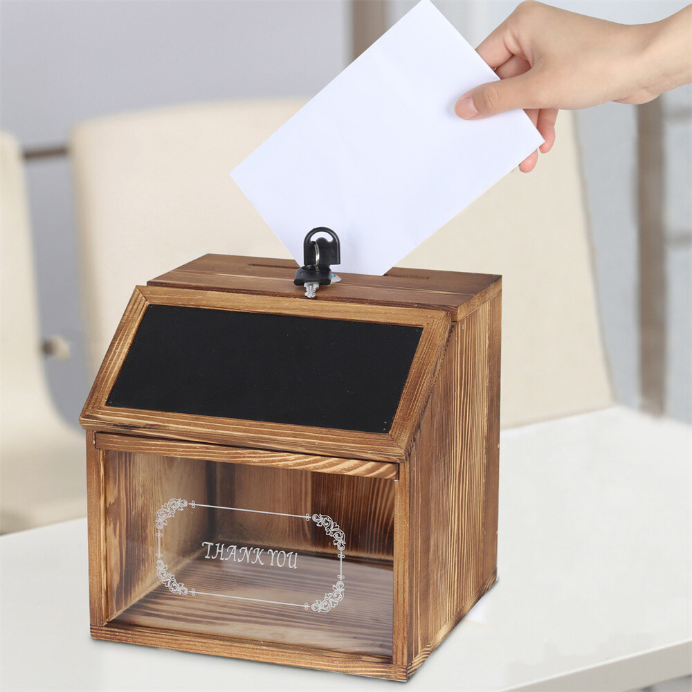 Heavy Duty Donation Ballot Box Clear Viewing Window Suggestion voting Box w Lock