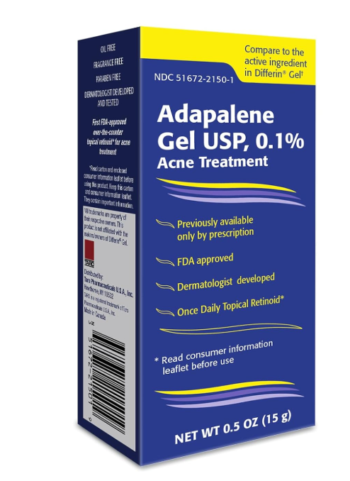 Taro Adapalene 0.1% Acne Treatment Gel - Paraben Free (0.5oz)