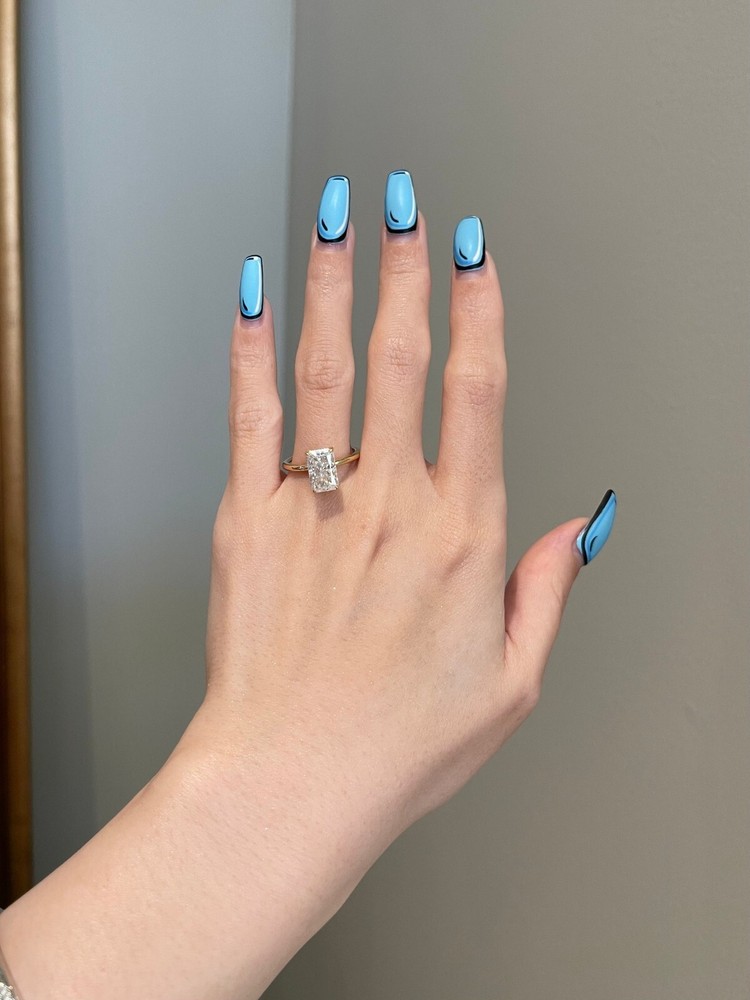 3 CT Radiant Cut Moissanite 925 Sterling Silver Eternity Engagement Ring