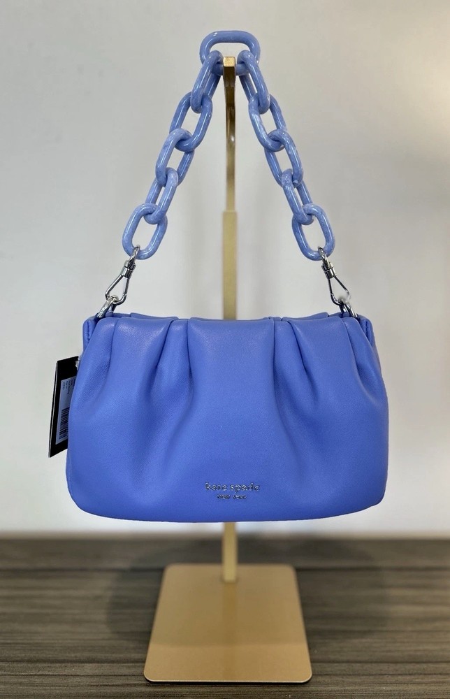 Kate Spade New York Fluorite Blue Soufflé Smooth Leather Crossbody Bag NWT
