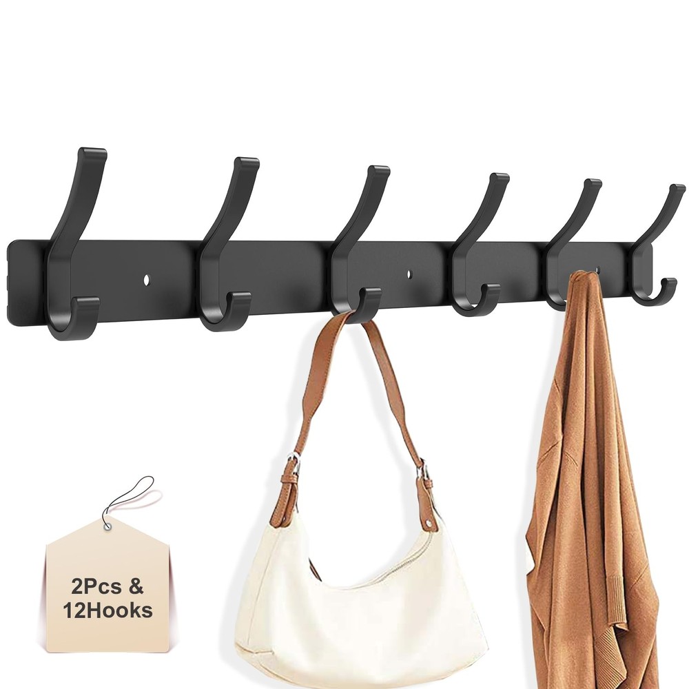 2 Pack Coat Rack Wall Mount All Metal Wall Hooks for Hanging Wall Hat Rack