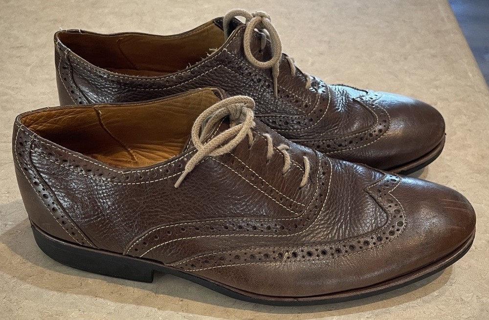 Sandro Brown Leather Wingtip Shoes Mens Brazilian Made Sz 9.5