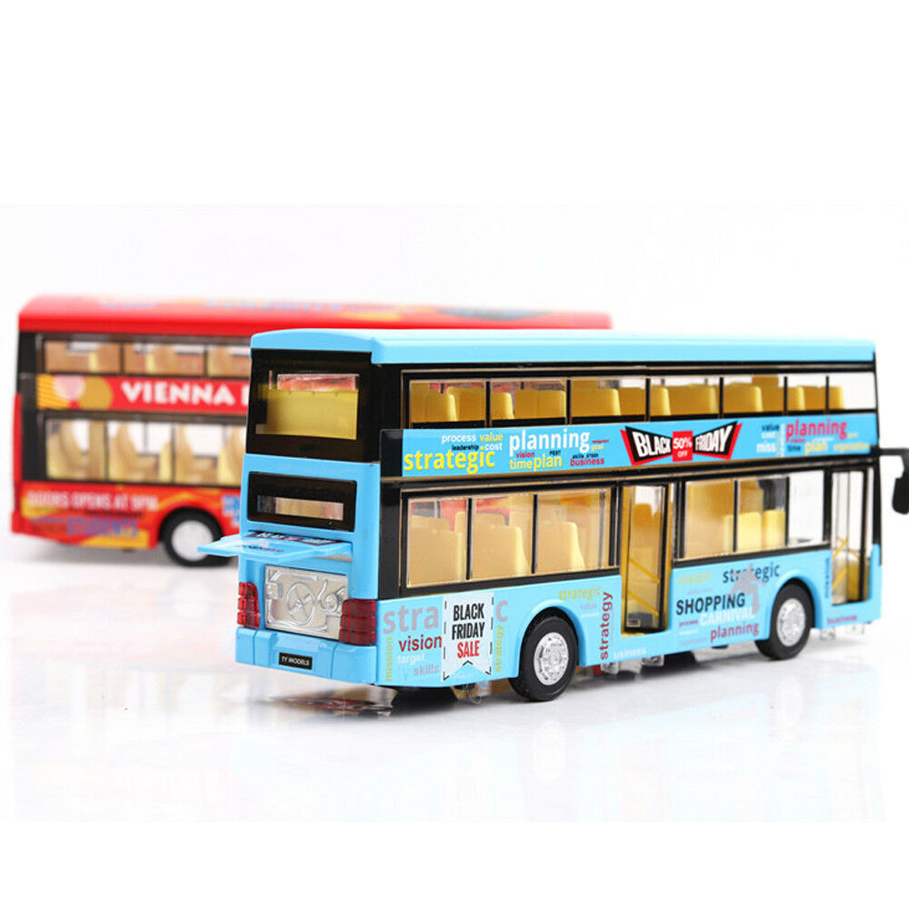 1:36 New Sound Light Music Alloy Pull Back Double-decker Bus Car Toy Model Kid