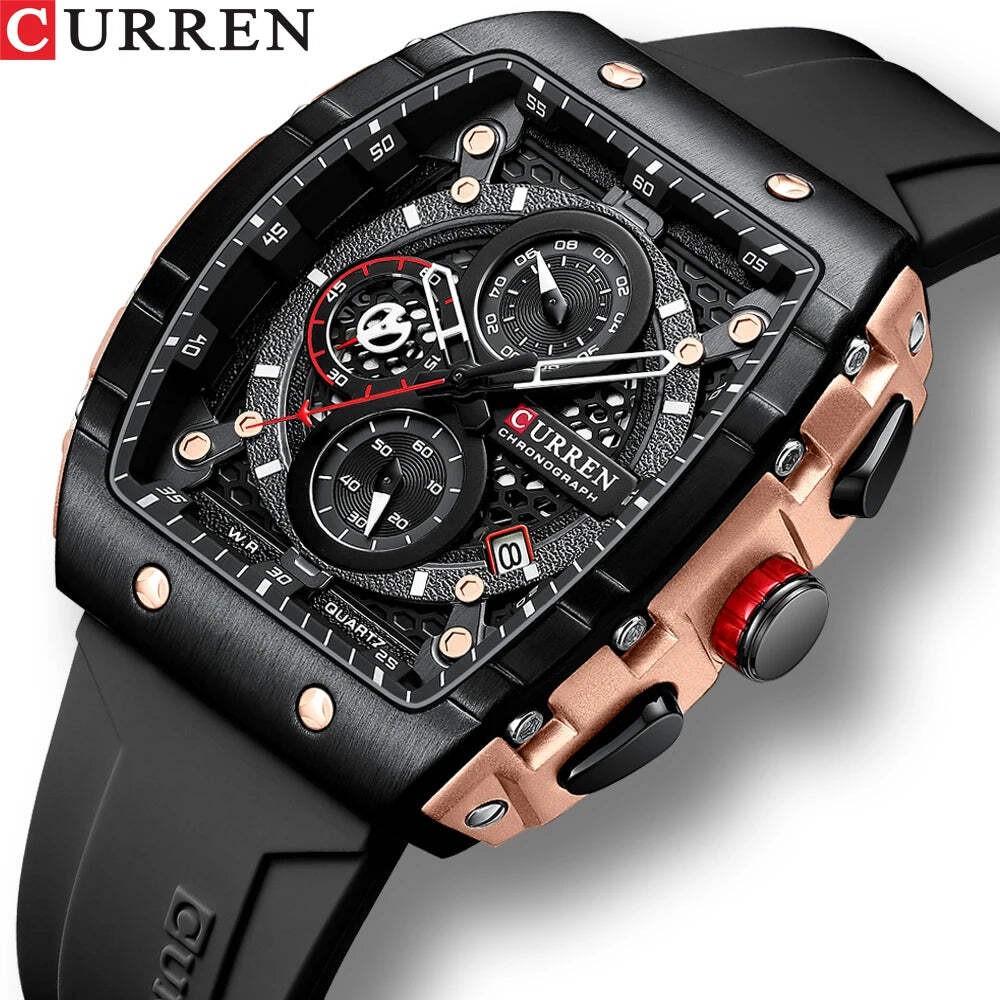 Men's Chronograph Watch Luxury Sport Silicone Quartz Luminous Waterproof