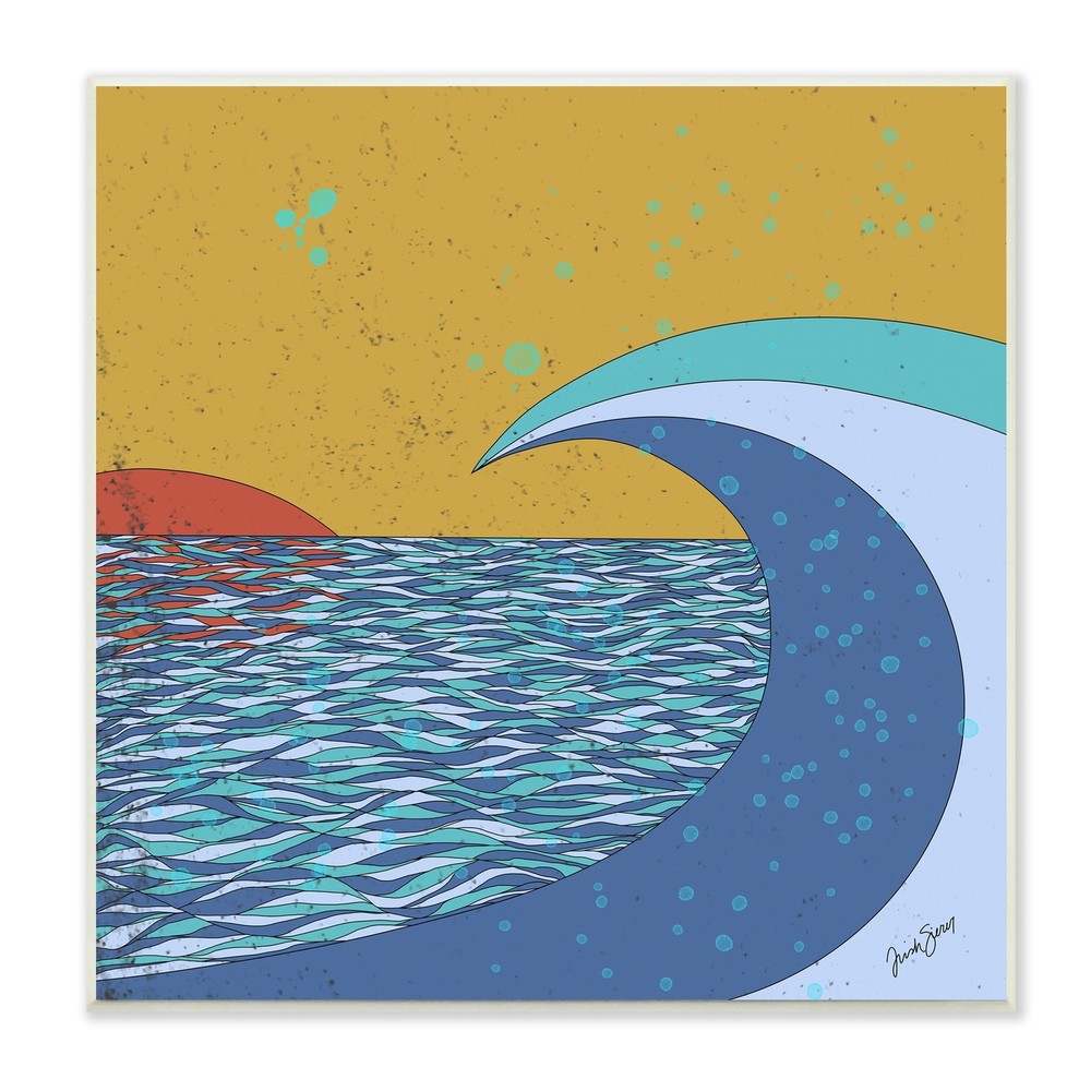 Stupell Sunset Tidal Wave Busy Abstract Ocean Horizon Yellow 12 x 12