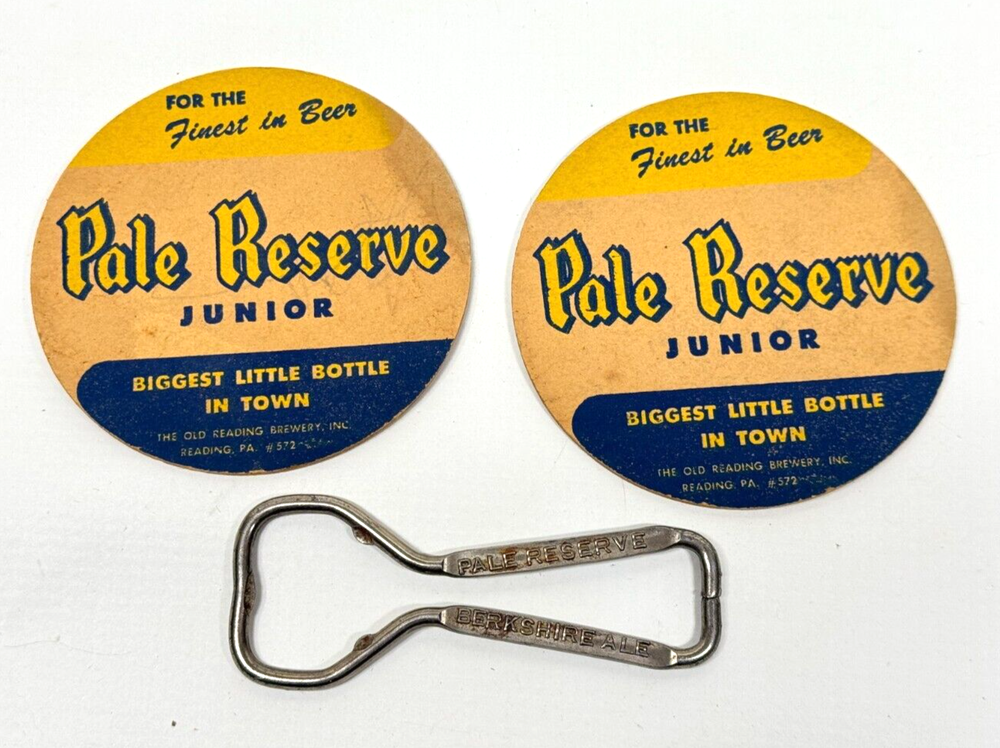 Vintage Pale Reserve Old Reading Beer Bottle Opener & Coasters