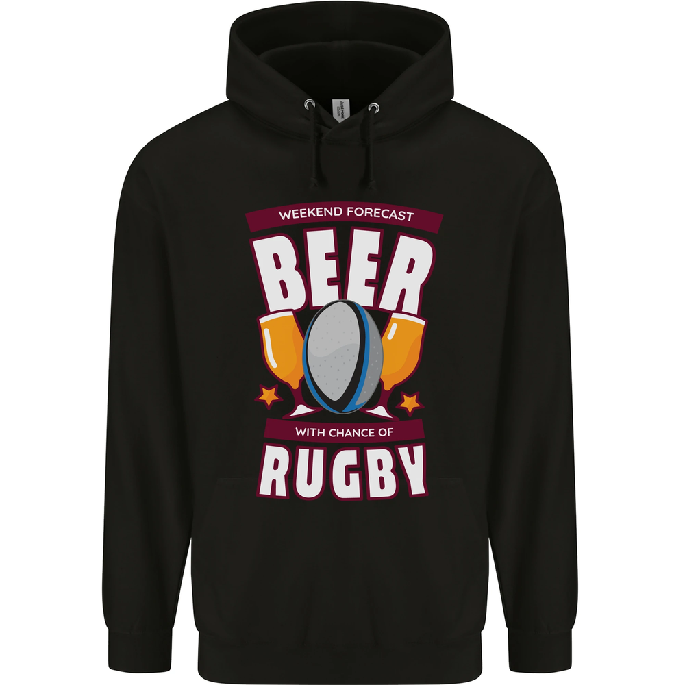 Weekend Forecast Beer Alcohol Rugby Funny Mens 80% Cotton Hoodie