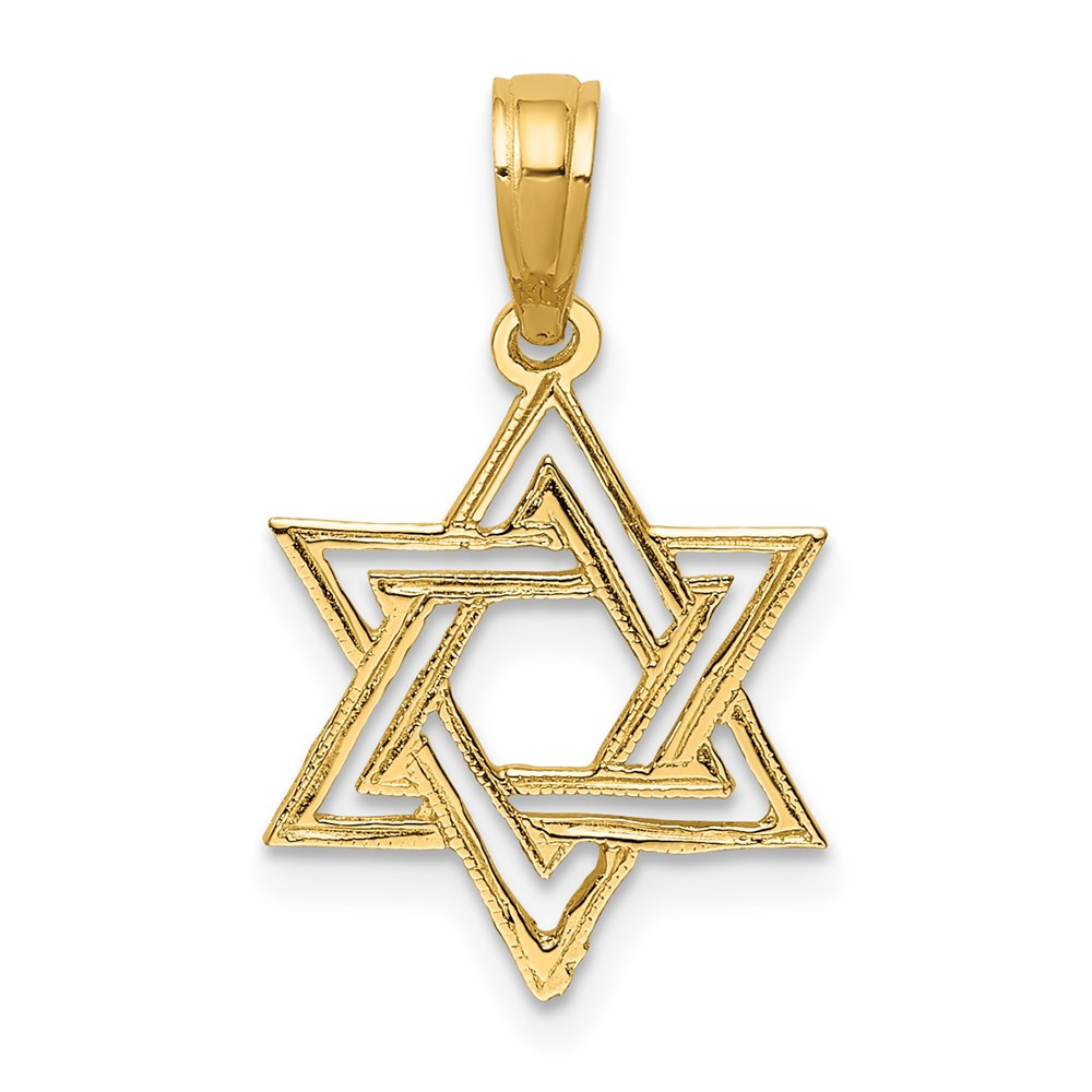 10k Yellow Gold Polished Star Of David Charm Pendant 0.45gm L-19.1mm, W-12mm