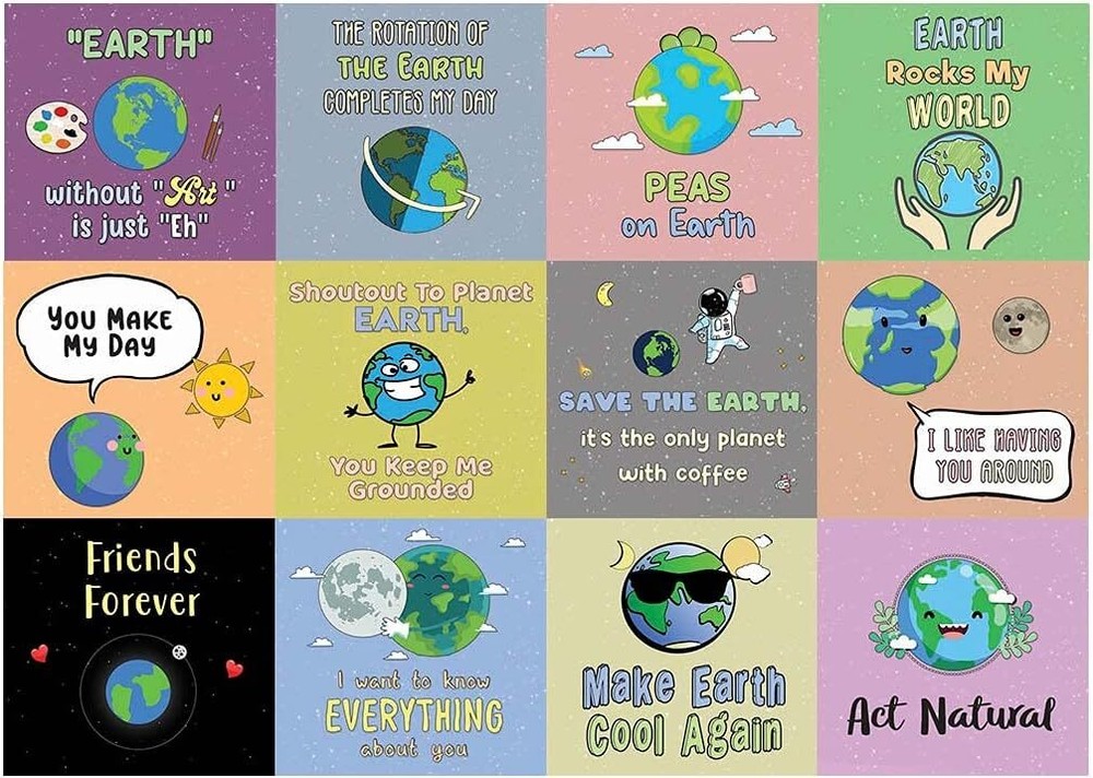 Funny Earth Quotes Stickers (10 Sets X 12 Designs)