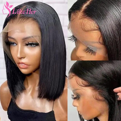 Brazilian HD 13x4 Glueless Straight Bob Lace Front Wig Human Hair